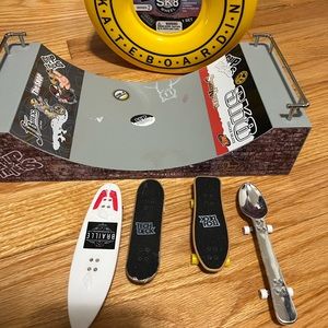 Boys tech deck ramp and boards